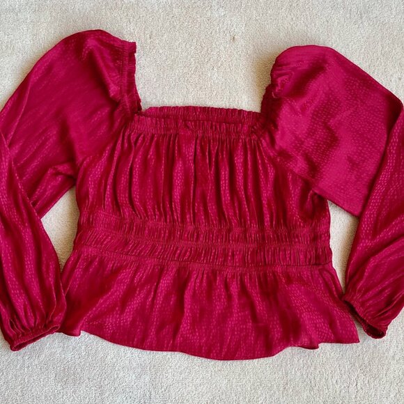 Melrose & Market Women's Red Long Sleeve Peplum Top - Picture 8 of 12